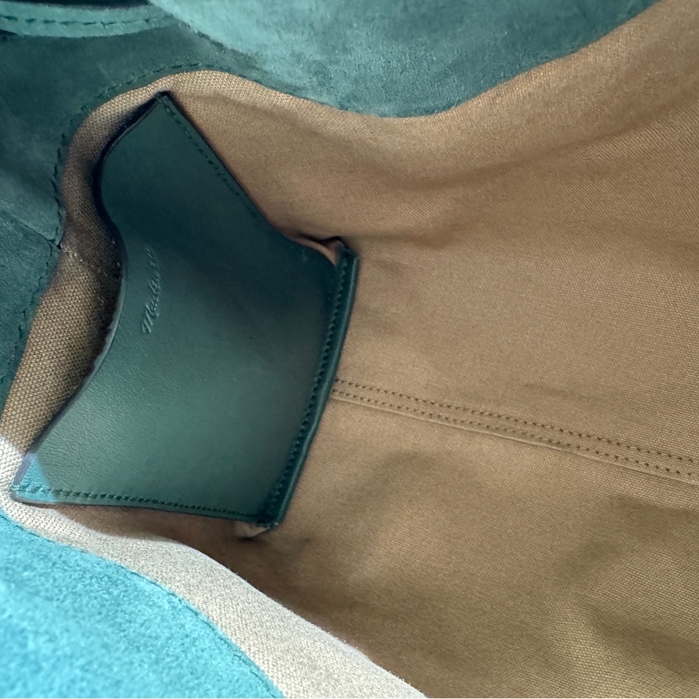 NWT! | MADEWELL The Drawstring Shoulder Bag in Architect Green Suede - Picture 7 of 13